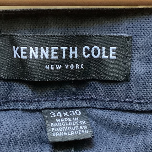 Kenneth Cole Pants Mens 34 x 30 Navy Cotton Flat Front Chino with Stretch - Picture 6 of 7
